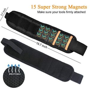 Magnetic Wristband Tools Gift for Men,Tool Belt Magnet Wrist for Holding Screws with 15 Strong Magnets,Nails,Drill Bits-Best Unique Tool,DIY Handyman,Gift for Him