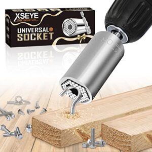 XSEYE Gifts for Men, Universal Socket with Power Drill Adapter, Man Dad Gifts for Husband, Unique Tools for Him, Cool Gadgets for Handyman Mechanic Electrician, Anniversary Birthday Gift for Boyfriend