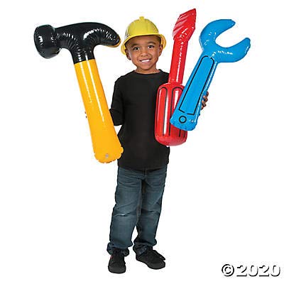 Fun Express Hammer, Screw Driver, and Wrench Inflatable Tool Set- Great for a Construction Party