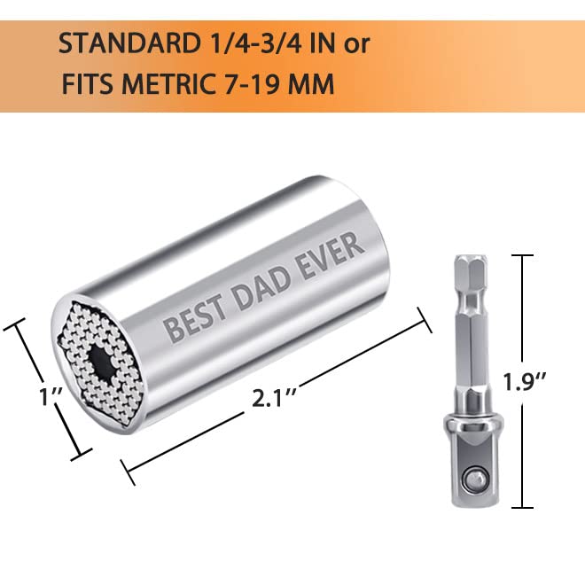 Dad Christmas Gifts from Daughter Son Unique for Dad, Best Dad Ever - Universal Socket Tools for Dad, Father Men Gifts for Dad Gifts for Christmas, Dad Birthday Gift from Kids, Super Socket (7-19mm)