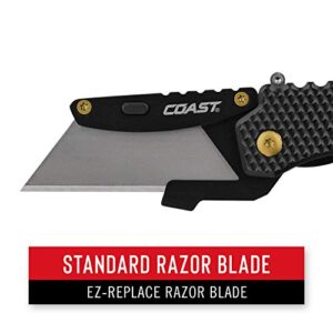Coast DX126 1.2 In. Stainless Steel Razor Blade Pocket Knife with DOUBLE LOCK and Nylon Handle
