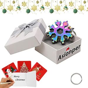 18-in-1 snowflake multi-tool, stainless steel snowflake multi-tool snowflake tool card 18-in-1 multi-tool card compact snowflake tool multi instrument snowflake tool color+gift