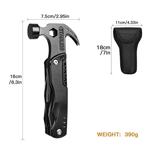 Camping Accessories Multitool, Cool Gadgets Unique Camping Gear Christmas Birthday Gift Ideas for Men Dad Him, 14-in-1 Survival Tool for Outdoor Hunting Hiking, Emergency Escape Tool with Hammer