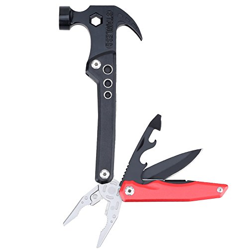 Goldenguy Multitool Claw Hammer,Multi Purpose Pliers Tool Cool Gadgets for Men Him,13 in 1 Survival Multitool,Camping Accessories, Car Valentine Gift for Friend