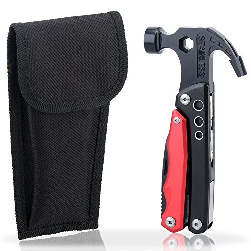 Goldenguy Multitool Claw Hammer,Multi Purpose Pliers Tool Cool Gadgets for Men Him,13 in 1 Survival Multitool,Camping Accessories, Car Valentine Gift for Friend