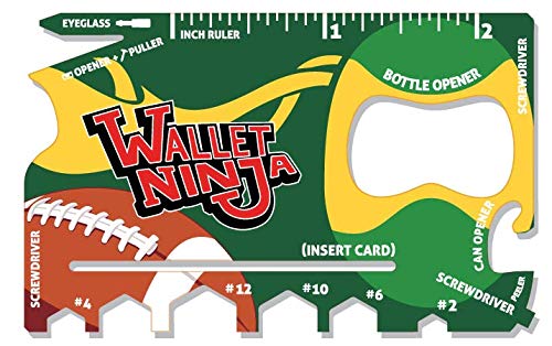 Wallet Ninja - SPORTS: Baseball, Basketball, Football 18 in 1 Credit Card Sized Multitool - Football