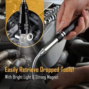 LED Telescoping Magnet Pickup Tool Bundle with Snowflake Multi Tools Stocking Stuffers for Men Dad Women Cool Gadgets for Men Portable Screwdriver Wrench Bottle Opener Mini Tool