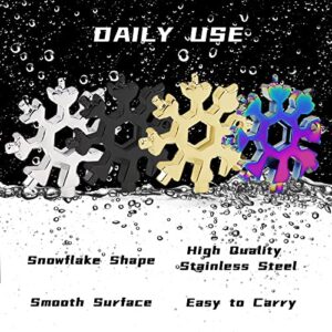 4 Pack 18 In 1 Snowflake Multitool, Stainless Steel Snowflake Wrench/ Bottle Opener/ Screwdriver Kit, Snowflake Multi Tool for Outdoor Travel Camping Hiking , Great Christmas Gift for Men