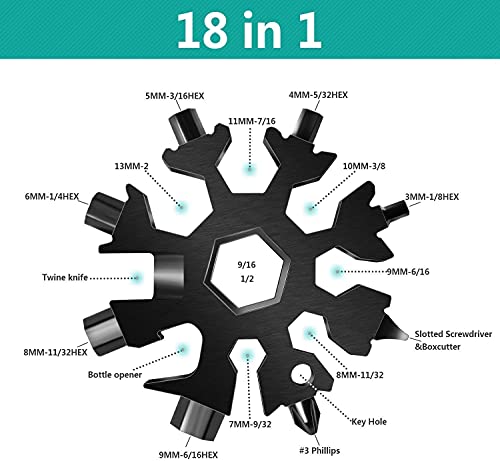 18-in-1 Snowflake Multi-Tool, BerniceKelly Stainless Steel Multitool Card Combination Compact Portable Outdoor Products Snowflake Tool Card