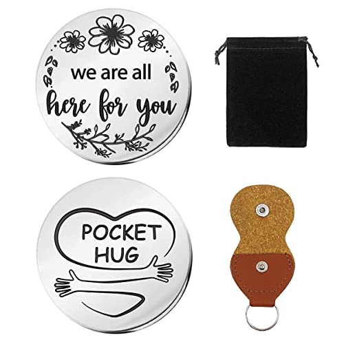 We are All Here for You Motivational Pocket Hug Token Gift, Long Distance Relationship Keepsake Stainless Steel Double Sided Pocket Hug Token Gift for Friends Sisters BFF Daughter