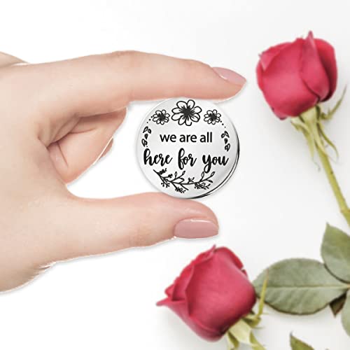 We are All Here for You Motivational Pocket Hug Token Gift, Long Distance Relationship Keepsake Stainless Steel Double Sided Pocket Hug Token Gift for Friends Sisters BFF Daughter