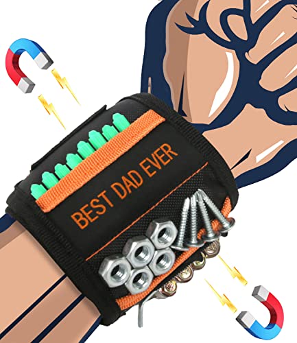Gifts for Dad from Daughter Son Birthday - BEST DAD EVER, Magnetic Wristband Tools, Fathers Day Mens Gifts Cool Gadgets Magnetic Belts with Strong Magnets for Holding Screws, Drill Bits