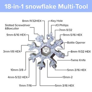 KALID’S Snowflake Multitool- Portable Stainless Steel 18 in 1 Tool For Bottle Opener, Screwdriver, Outdoor Travel, Camping, Gift - Snowflake Multi Tool (Blue Marble)