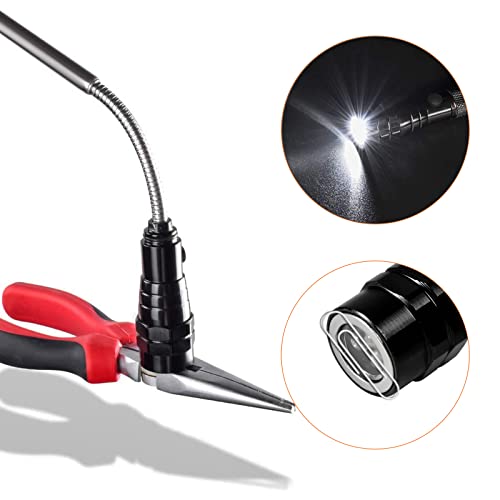 Valentines Day Gifts for Him Dad Men Fathers Day Magnetic Pickup Tool with LED Telescoping Magnet Flashlight Pickup Tool Stick Gadget Birthday Gifts Husband Boyfriend