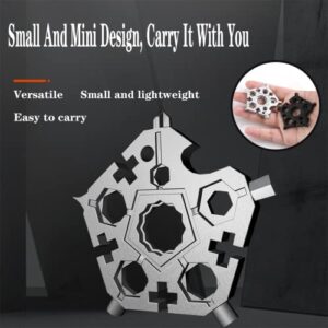 Pentagon Snowflake Multi Tool 23-in-1Carbon Steel Snowflake Handy Tool With Keyring,Portable Screwdriver/Wrench/ Bottle Opener Multitool Funny Gifts (Pentagonal snowflake（Silver）)