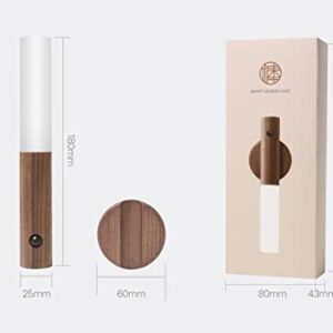 HIREATH Mini Wireless Portable LED Motion Sensor Night Light,Large Battery Rechargeable,Wood Stick Torch Magnet Light for Stairway, Bedroom, Kidsroom, Bathroom, Hallway, Wardobe, Wall, Cabinet