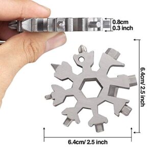 3 Pack 18-in-1 Snowflake Stainless Steel Multi Tool, Portable and Durable Screwdriver Compact Snowflakes Multitool for Bottle Opener/Outdoor Camping/Keychain for Christmas