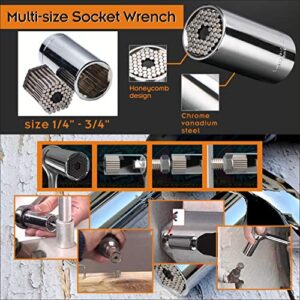 Home DIY tools Universal Socket Wrench Auto Adjustable Size(7-19mm) with Strong Magnetic Screw Driver and Bendable Extension Cable for Corner Driving Screw Gifts for man Christmas