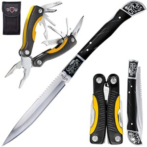 bundle of 2 items – mini multitool knife 12 in 1 – small pocket multi tool with knife and pliers – best pocket knife for urban work hobby unboxing – stocking stuffers for men – gift for men and women