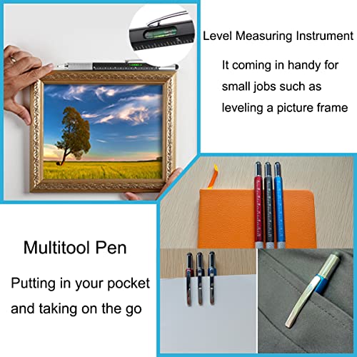 Ankaful Multi Tool Pen with Gift Box, 6 in 1 Multifunctional Gadget Pen with Stylus, Flat and Phillips Screwdriver Bit, Ruler, Level Gauge, Ballpoint Pen Unique Gifts for Men Dad(2 PCS-Red&Blue)