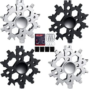 23 in 1 snowflake multi tool snowflake stainless steel keychain with storage bag multitool portable snowflake tool gadgets christmas snowflake gifts for men dad husband boyfriend (classic)