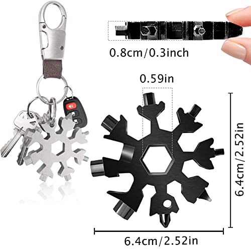 Snowflake Multitool, 3 Pack 18-in-1 Snowflake Stainless Steel Multi Tool, Compact Flat Phillips Screwdriver Wrench/Bottle Opener Kit, Gifts for Men, Cool Gadgets for Men, Mini Durable and Portable