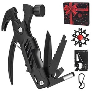 hammer multitool snowflake multitool wrench father’s day gifts, camping hammer with outdoor survival multi tool and carabiner, birthday gifts for dad, grandpa, husband