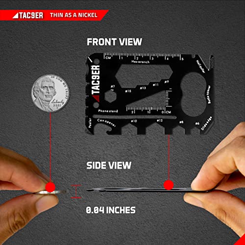 TAC9ER 22-in-1 Credit Card Multitool For Men | Metal Survival Card | Credit Card Knife Wallet Tool | TSA Approved Multitool | Bottle Opener Card