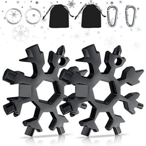 2 pcs snowflake tools 18-in-1 stainless steel snowflakes multi-tool fathers day giftss for husbands, keychain multitool new tools and gadgets cool and unique fathers day gift