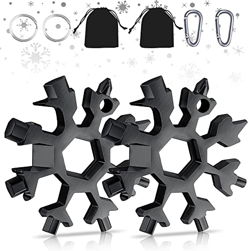 2 Pcs Snowflake Tools 18-in-1 Stainless Steel Snowflakes Multi-tool Fathers Day Giftss for Husbands, Keychain Multitool New Tools and Gadgets Cool and Unique Fathers Day Gift