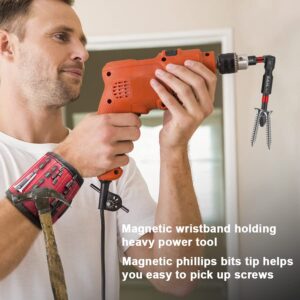 Gifts for Dad Men, Magnetic Wristband Unique Tool Gift for Men Stocking Stuffers, 1inch Phillips Bits #2 Impact With Tool Belt for Holding Screws Nails