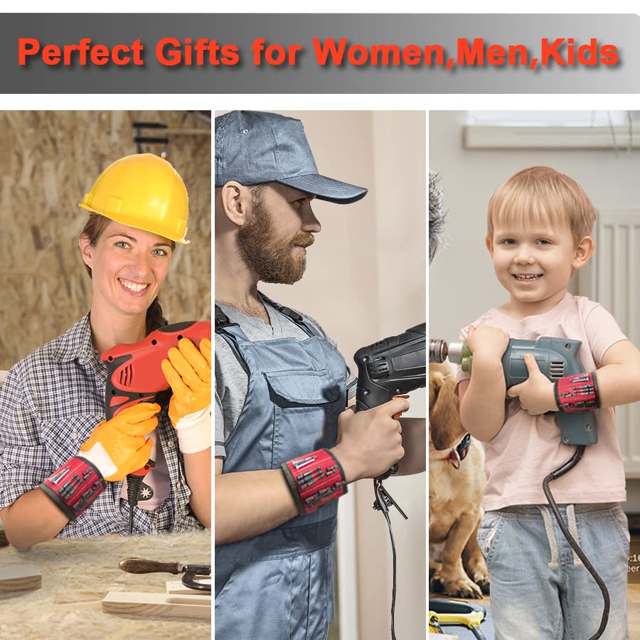 Gifts for Dad Men, Magnetic Wristband Unique Tool Gift for Men Stocking Stuffers, 1inch Phillips Bits #2 Impact With Tool Belt for Holding Screws Nails