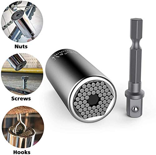 Leberna Universal Socket Grip Adapter 4 PCS | Multi Functional Sockets Set Ratchet Power Drill Bit Wrench 1/4"-3/4" (7mm-19mm) Professional Repair Tools Gifts for Dad Men Fathers Husband DIY Handyman