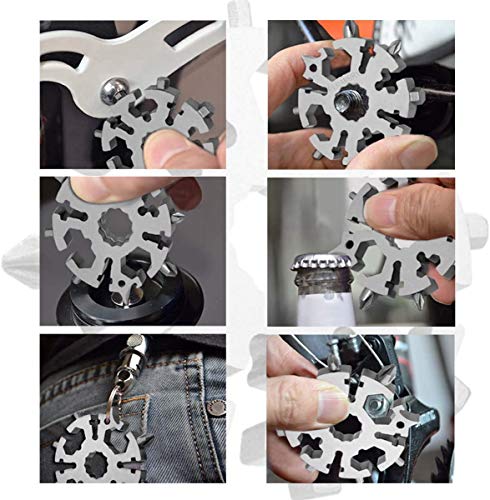 18-in-1 Snowflake Multitool Multi-Function Tool, Stainless Steel Snowflake Tool, Beer Bottle Opener, Best Gifts for Mens Dad Him Boyfriend Husband (Multi&Gold)