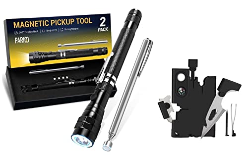 Magnetic Pickup Tools Bundle with Upgraded Credit Card Tool Multitool - 18 in 1 Multi-Tool Gadgets - Magnetic Pickup Tool Christmas Gifts - Stocking Stuffers for Men Women Him Dad Mens Gifts