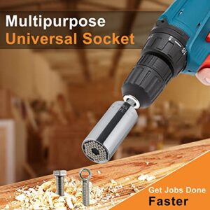 Super Universal Socket Tools for Men, Christmas Gifts Stocking Stuffers for Men, Professional 7mm-19mm Tool Sets with Power Drill Adapter, Cool Gadgets for Men,Dad,Husband, Boyfriend,Handyman