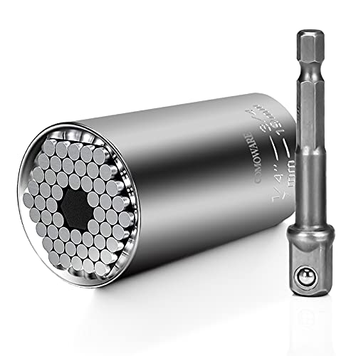 COMOWARE Universal Socket Tool Gifts for Men Women, Super Socket Unscrew Any Bolt 1/4"-3/4" (7mm-19mm) with Drill Socket Adapter, Cool Gadgets, Gifts for Him, DIY Handyman, Husband, Boyfriend