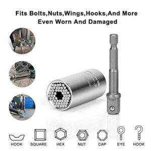 COMOWARE Universal Socket Tool Gifts for Men Women, Super Socket Unscrew Any Bolt 1/4"-3/4" (7mm-19mm) with Drill Socket Adapter, Cool Gadgets, Gifts for Him, DIY Handyman, Husband, Boyfriend