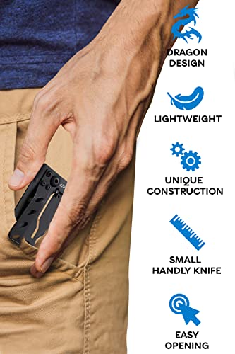 Grand Way Small Pocket Knife - Folding Wallet Knife - Mini Tactical Knife with Money Clip - Cool Dragon Blade Credit Card - Small Folding Knife - Birthday Christmas Gifts for Men and Women 6682