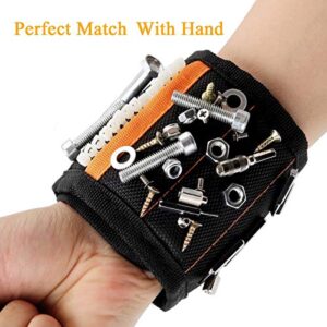 Magnetic Wristband for Holding Screws with 15 Strong Magnets, Nails, Drill Bits - Best Unique Tool Gift for Men, DIY Handyman