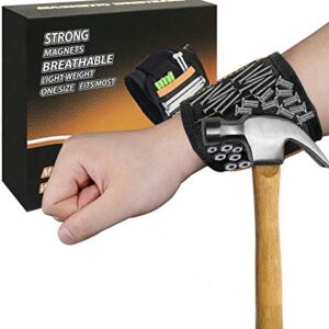 Magnetic Wristband for Holding Screws with 15 Strong Magnets, Nails, Drill Bits - Best Unique Tool Gift for Men, DIY Handyman