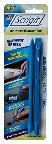 Scrigit Scraper No-Scratch Plastic Scraper Tool, 2 Pack - The Handy Multi-Use Scraping Tool for Removing Food, Labels, Stickers, Paint, Grease - Easy to Hold, Reaches Tight Spaces and Crevices