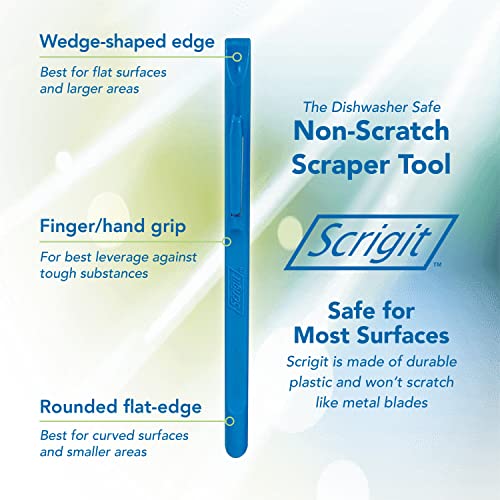 Scrigit Scraper No-Scratch Plastic Scraper Tool, 2 Pack - The Handy Multi-Use Scraping Tool for Removing Food, Labels, Stickers, Paint, Grease - Easy to Hold, Reaches Tight Spaces and Crevices