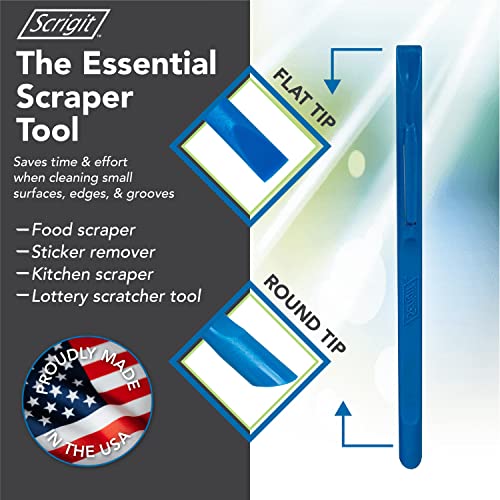 Scrigit Scraper No-Scratch Plastic Scraper Tool, 2 Pack - The Handy Multi-Use Scraping Tool for Removing Food, Labels, Stickers, Paint, Grease - Easy to Hold, Reaches Tight Spaces and Crevices