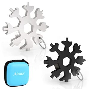 aitsite 18 in 1 snowflake multi tool portable stainless steel multi opener tool ideal gadgets gift for travel camping adventure daily kit with gift box