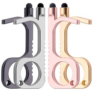 no touch door opener tool 4 pack touchless keychain hand tools with stylus, non contact for touchscreens, handles, buttons