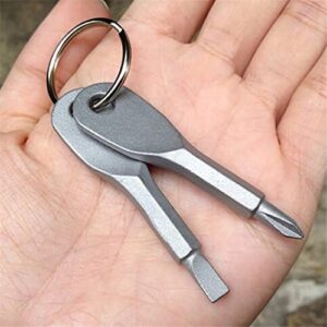 ROSTIVO Screwdriver Keychain Pocket Repair Tool Multi Mini Cool Gadgets for Men Small Gift for Women (Silver)