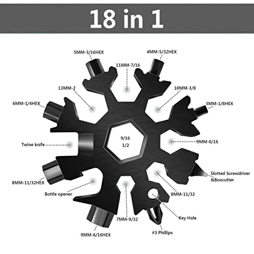 Snowflake Multitool 18-in-1Stainless Steel Snowflake Multi Tool Father s Day Gifts from Daughter Son Kids Snowflake Gadget Gifts with Key Ring Carabiner Clip and Storage Bag for Dad Father