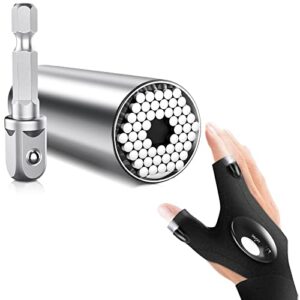 biib stocking stuffers, flashlight led gloves universal socket tools cool gadgets for men, gifts for dad, tools for men, dad, husband, boyfriend, grandpa, unique gifts fo