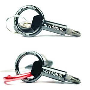 Screwpop Screwdriver Compact Bit Holder Keychain | Carabiner Multi-Tool Bottle Opener with New Secure and Stronger Magnet (Includes Removable Double-Sided Bit)